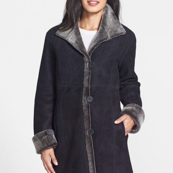 Ellen Tracy Fur Trimmed Black Jacket - Picture 1 of 16